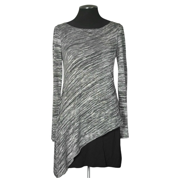 🆕 White House Black Market – Gray Long Sleeve Layered Stretch Top – Small - Picture 2 of 11